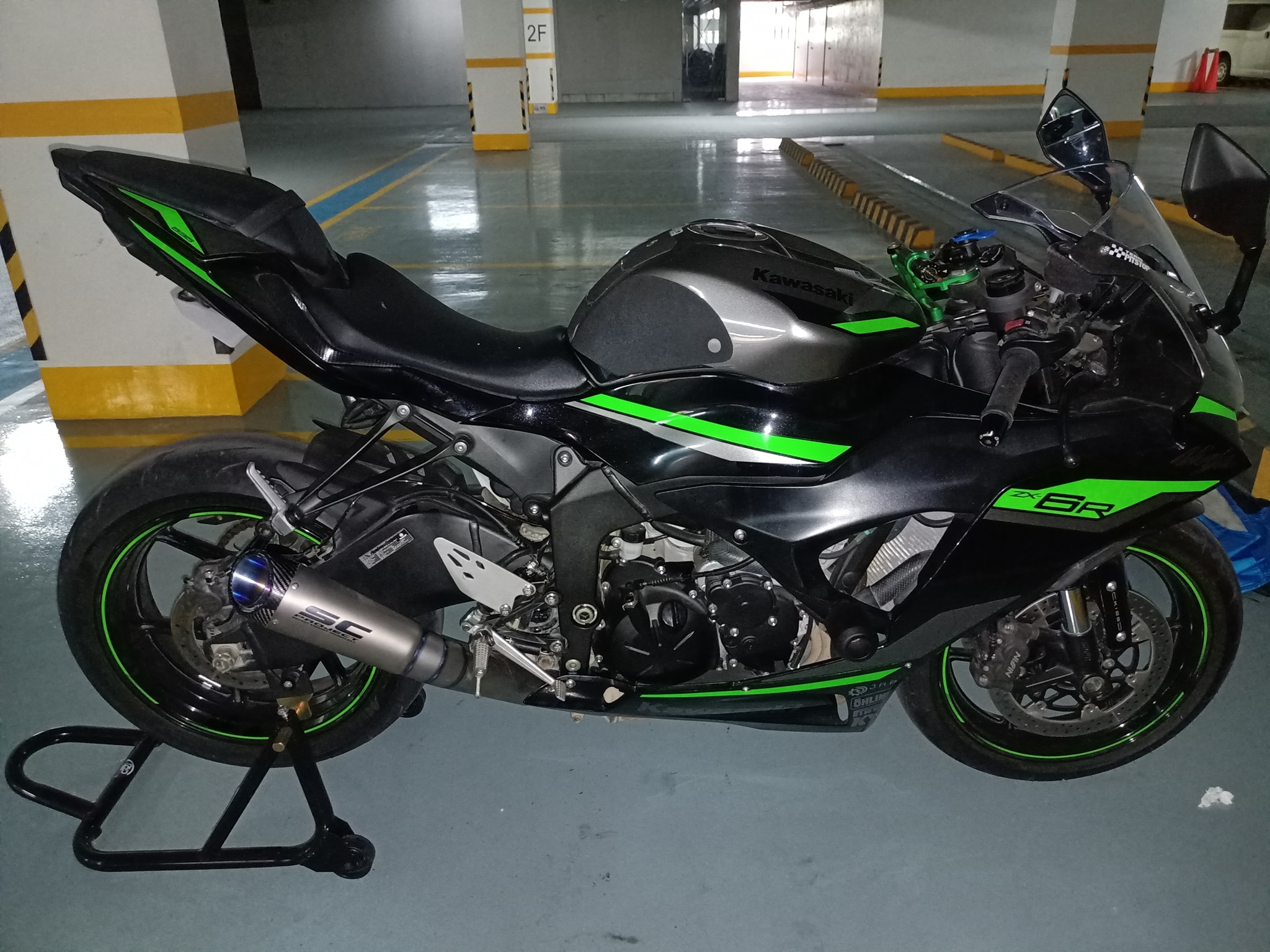 Installed SC Project Real Titanium Slip on for Kawasaki ZX6R 2024
