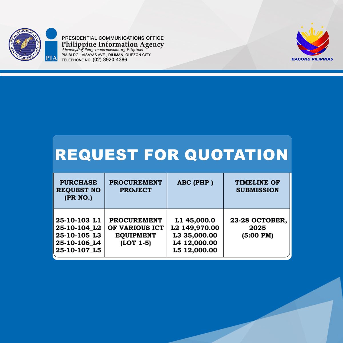 Philippine - Bulletin of Procurement Opportunities (Request For ...