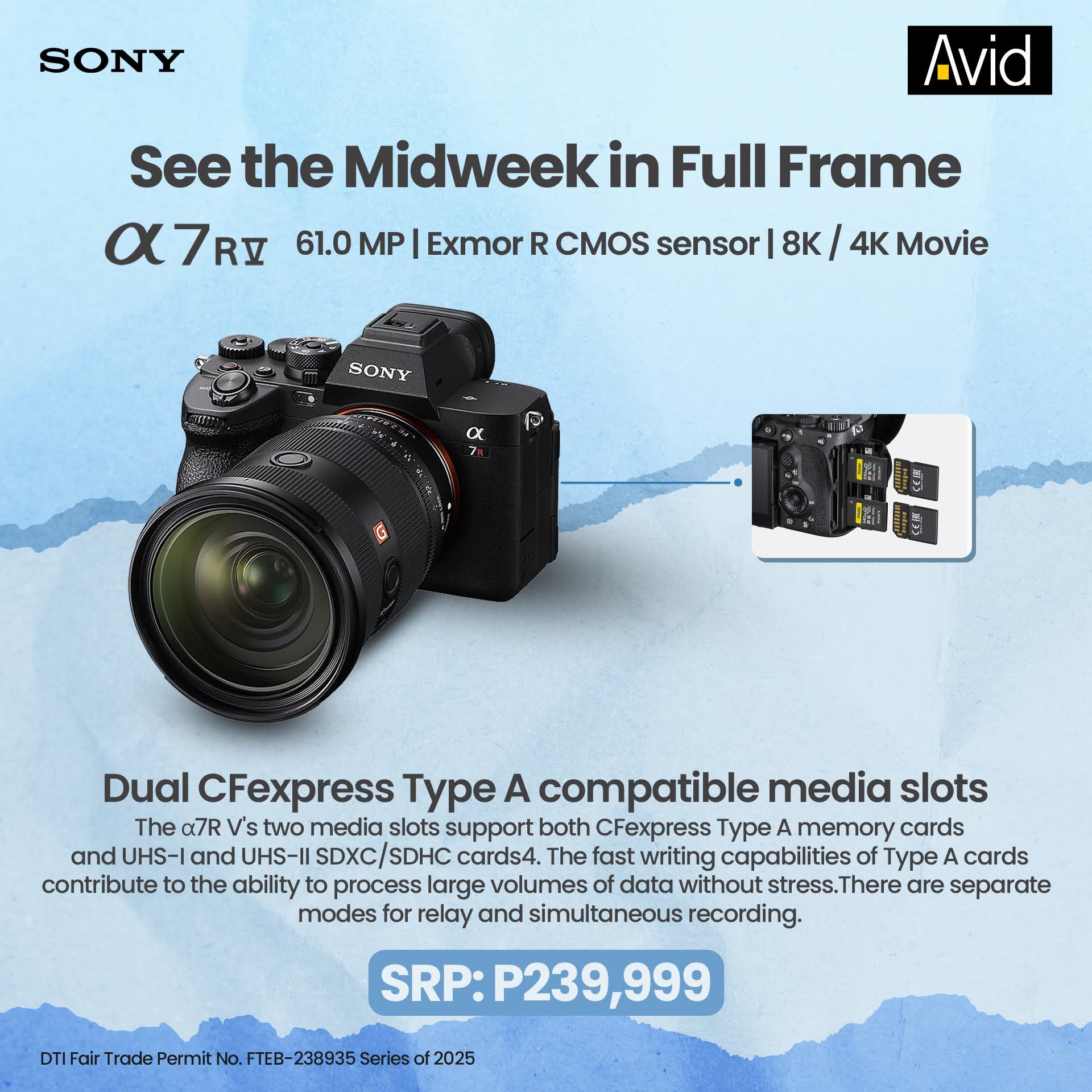 The ILCE-7RM5 features dual Cf express Type A compatible slots 