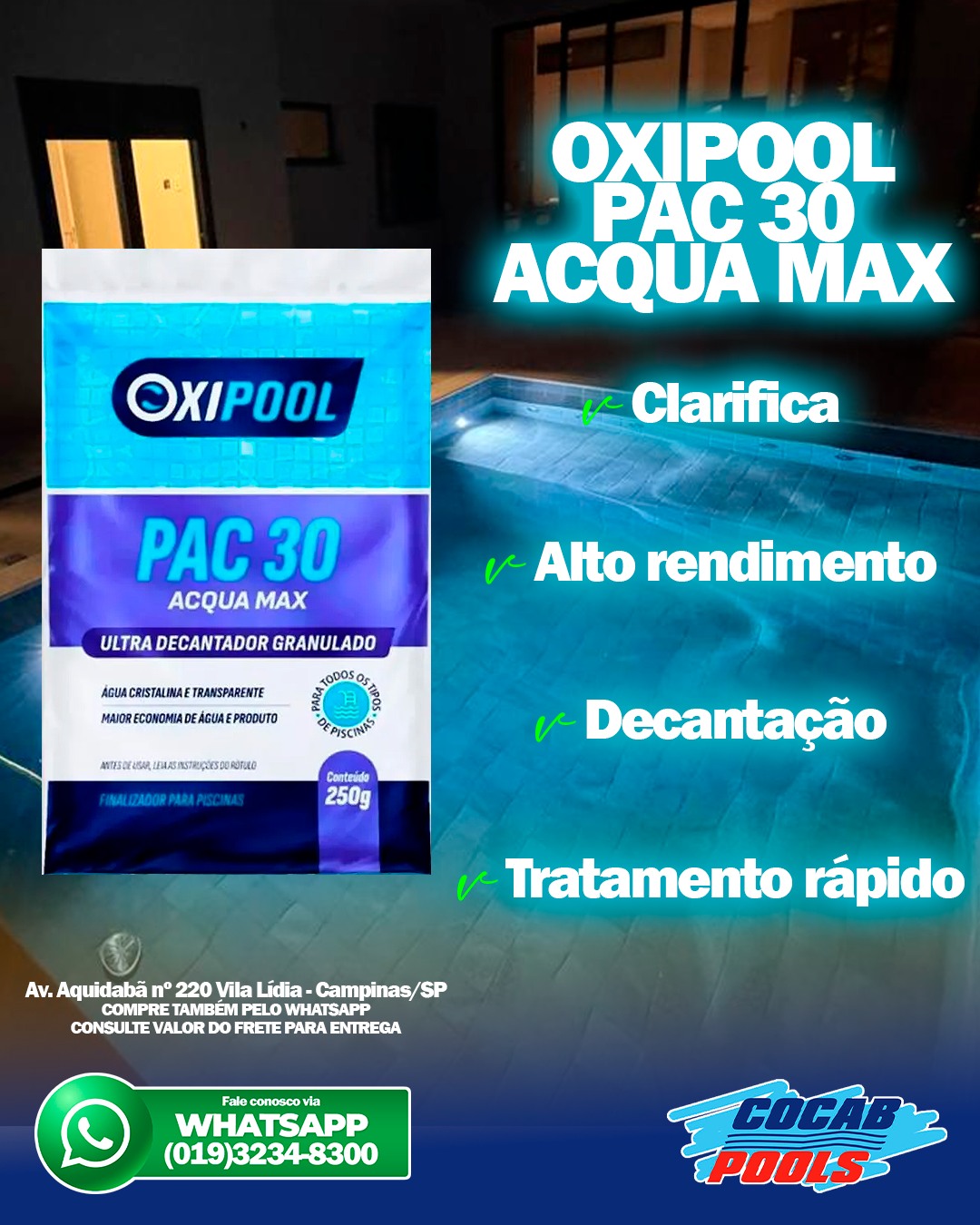 Cocab - CONHEÇA O PAC 30! Mantenha sua piscina cristalina e livre de ...