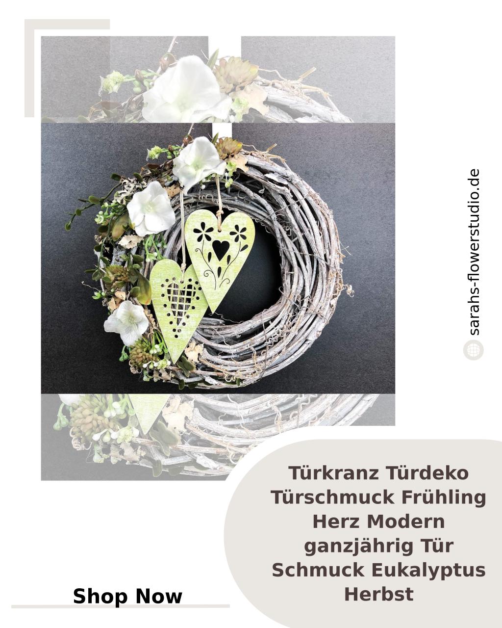 Exklusives Angebot! Türkranz Türdeko Türschmuck Frühling Herz Modern ganzjährig Tür Schmuck Eukalyptus Herbst, nur für kurze Zeit zum unglaublichen Preis von €29.99 erhältlich. https://www.sarahs-flo