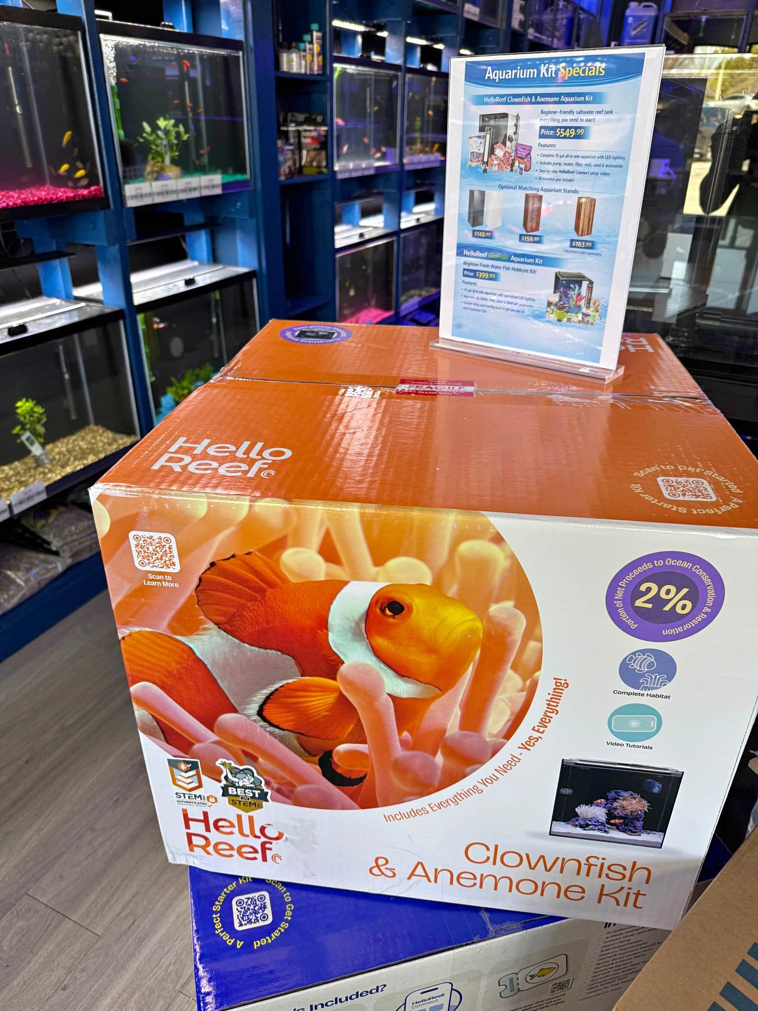 Hello Reef Clownfish & Anemone Aquarium Kit – Complete Saltwater ...