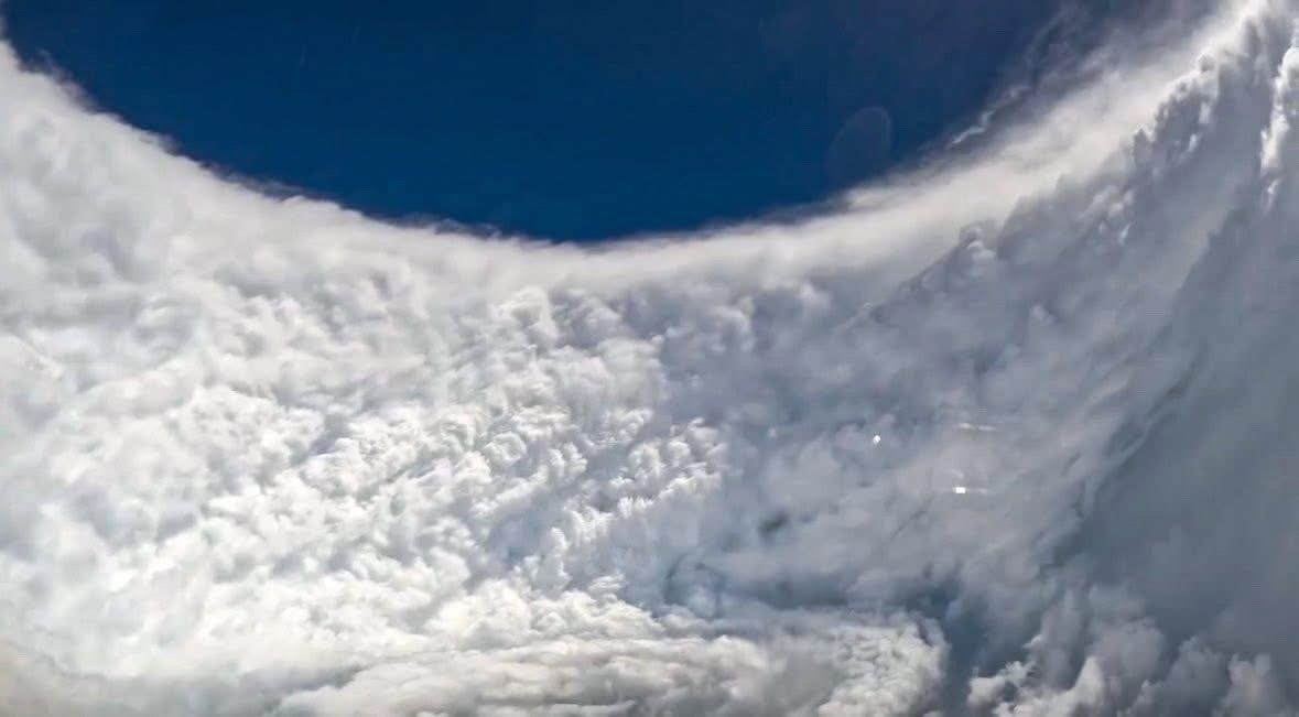 Incredible images inside the eye of Hurricane Melissa.