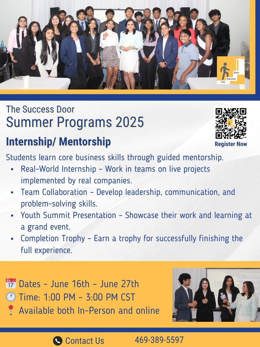 The Success - Summer Internship Opportunity for Middle & High School ...
