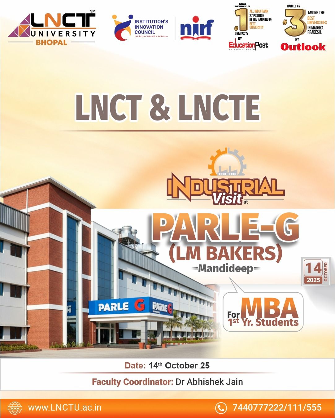 LNCT MBA Bhopal - Industrial Visit PARLE-G (LM-Bakers)... | Facebook