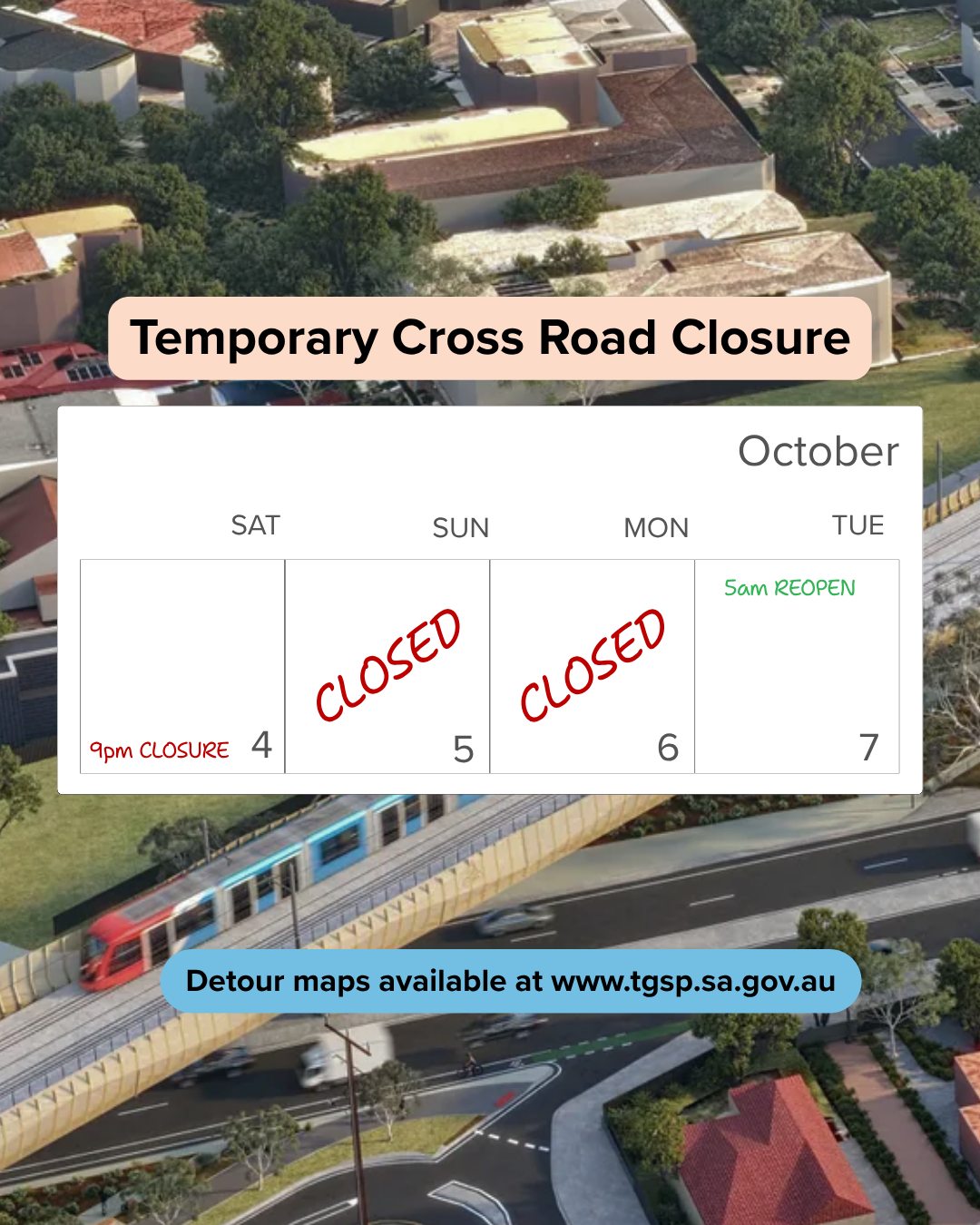 SA - REMINDER: Cross Road will be closed at Plympton over the long ...