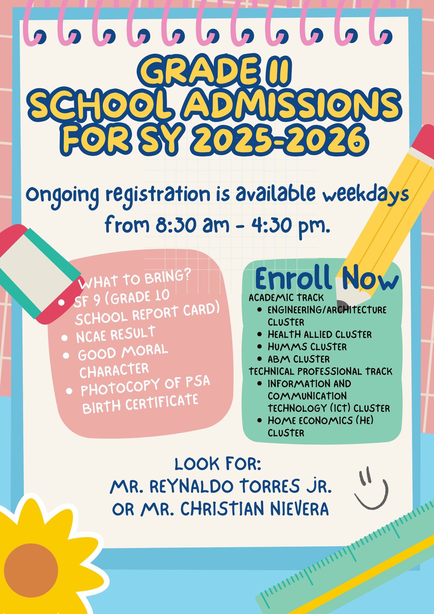 Tinajeros - Announcement 📣📣📣 Admissions for Grade 11 for SY 2025-2026 ...