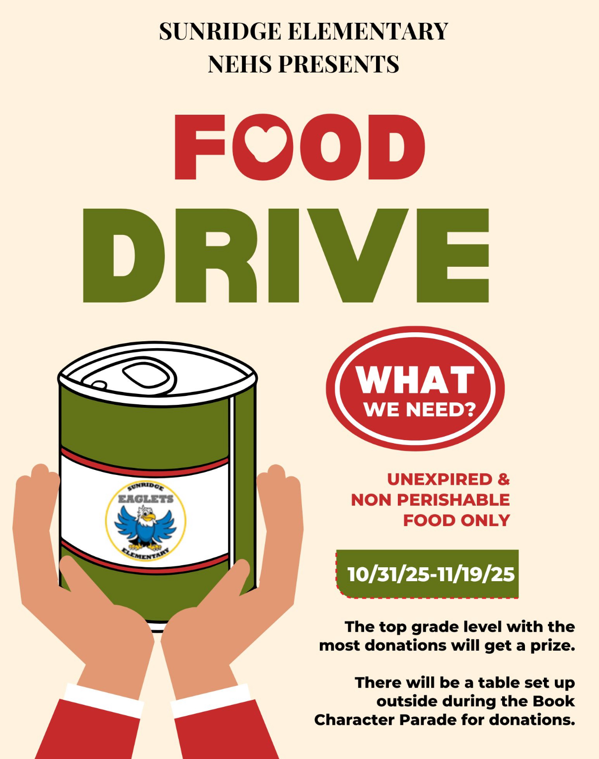 🥫 SunRidge Elementary NEHS Food... - SunRidge Elementary PTO | Facebook