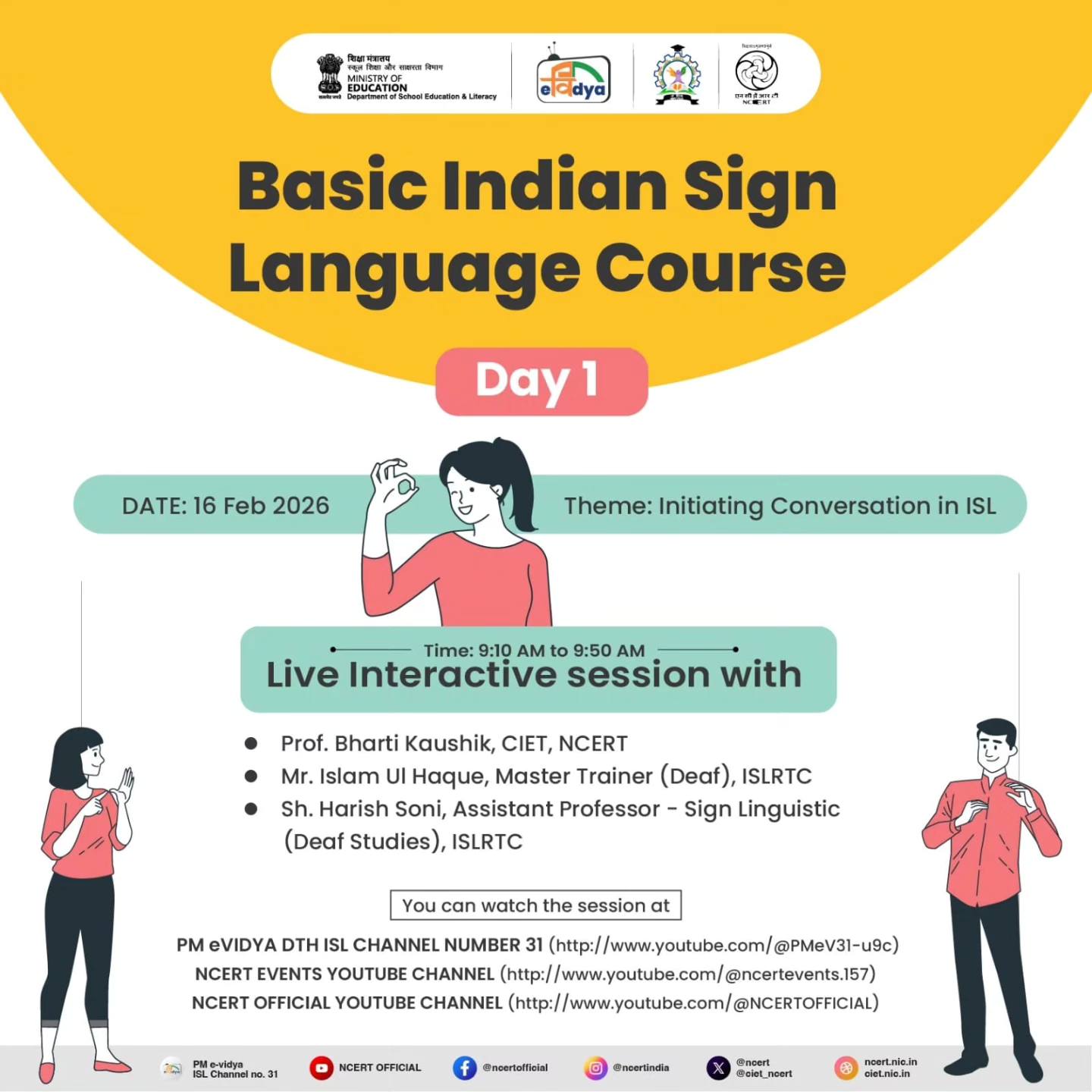 National - Day 1 of the Basic Indian Sign Language (ISL) Course An ...