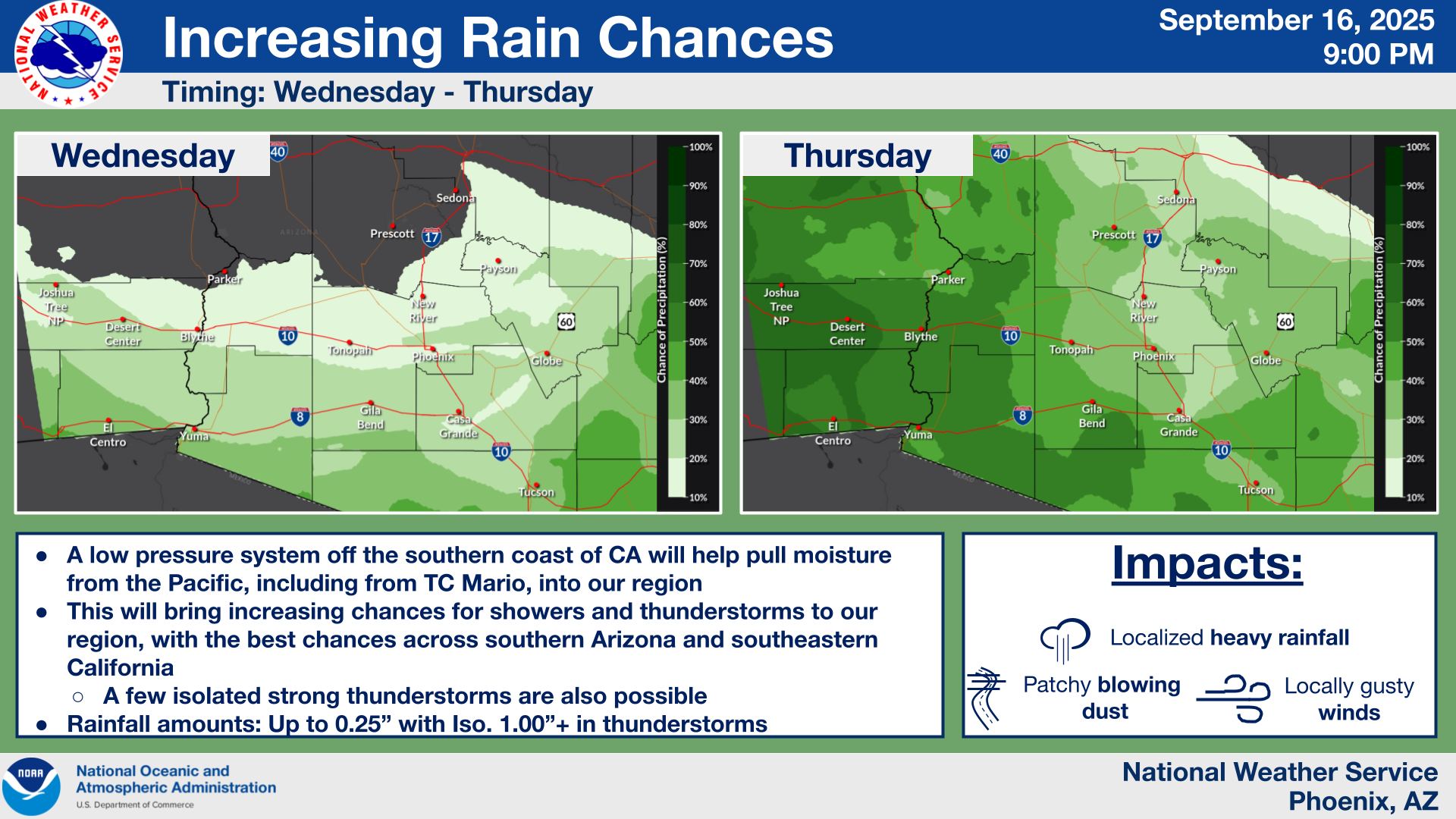 US - Rain chances will increase over the next couple of days as ...