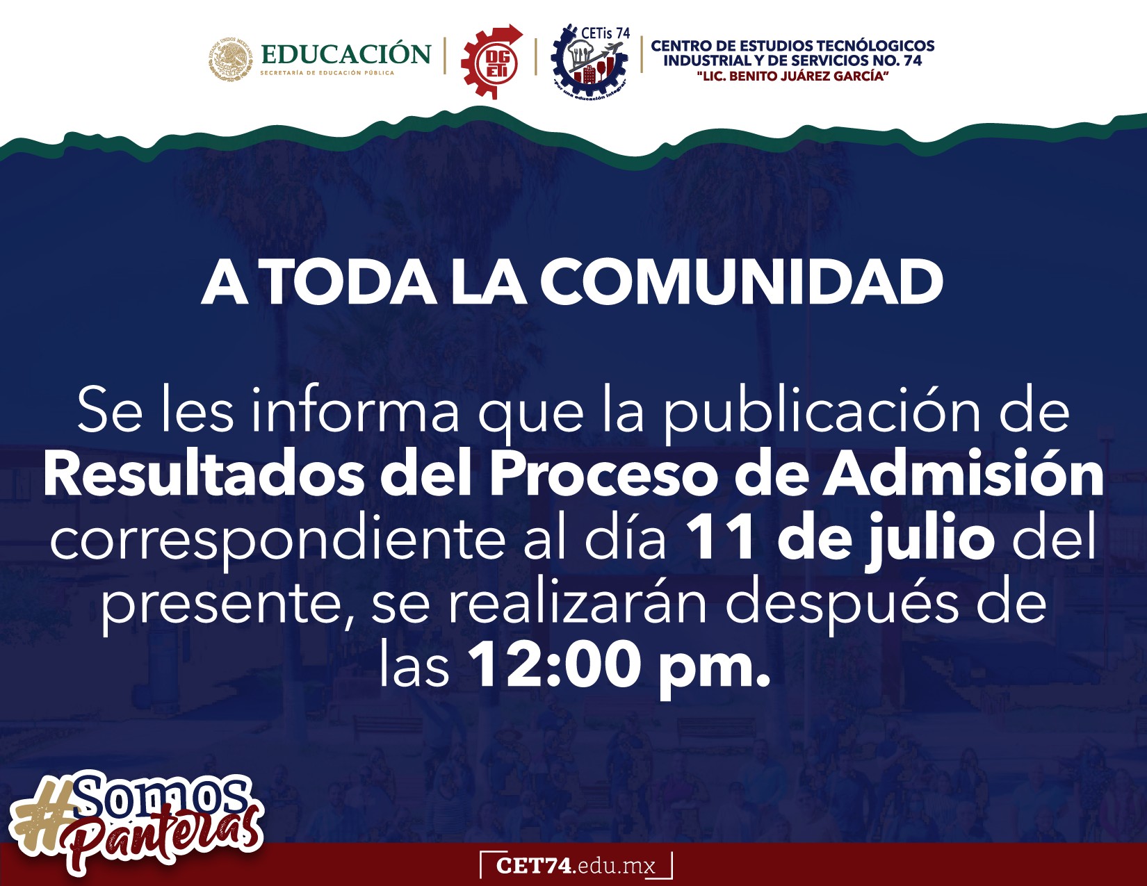 CETis - A toda la comunidad. Se les informa que la publicación de ...