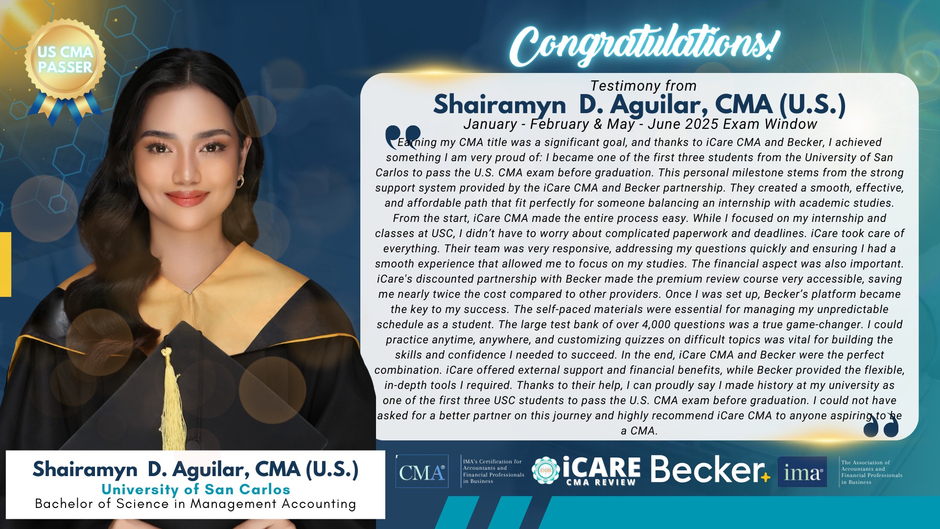 Earning my CMA title was a significant goal, and thanks to iCare CMA ...