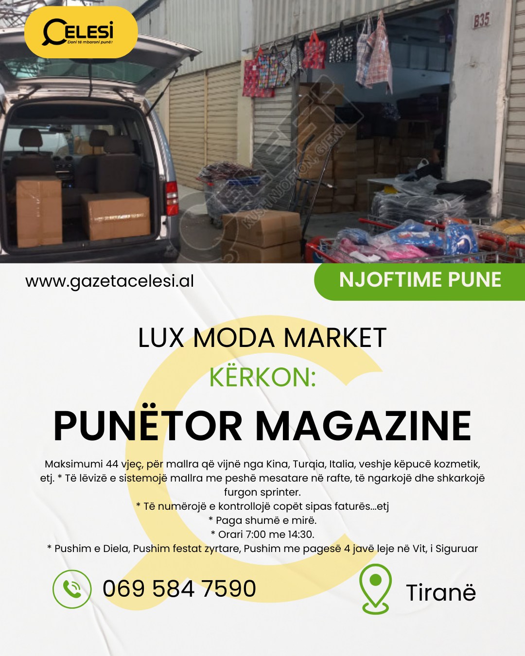 Gazeta - Lux Moda Market Kërkon të punësojë: 🟡 𝐏𝐔𝐍Ë𝐓𝐎𝐑 𝐌𝐀𝐆𝐀𝐙𝐈𝐍𝐄 ...