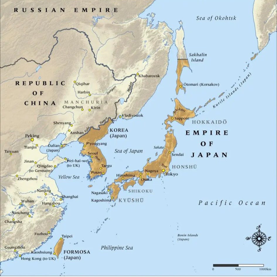 1908 Map of Japan by Larousse.
