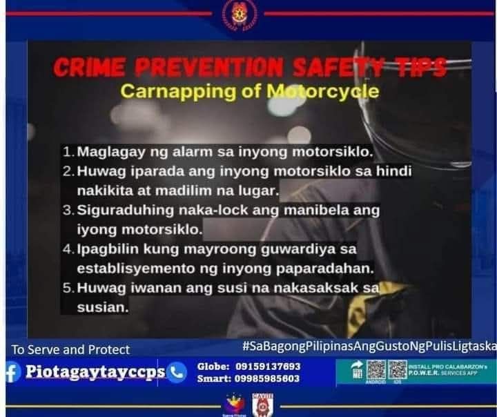 CRIME PREVENTION... - Tagaytay Component City Police Station | Facebook