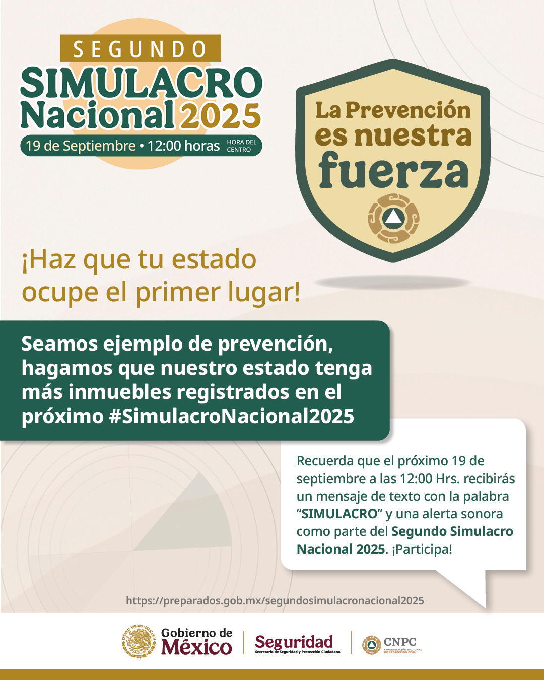 📢🕛 Segundo Simulacro Nacional 2025 🗓️ 19 de septiembre | ⏰ 12:00 horas ...