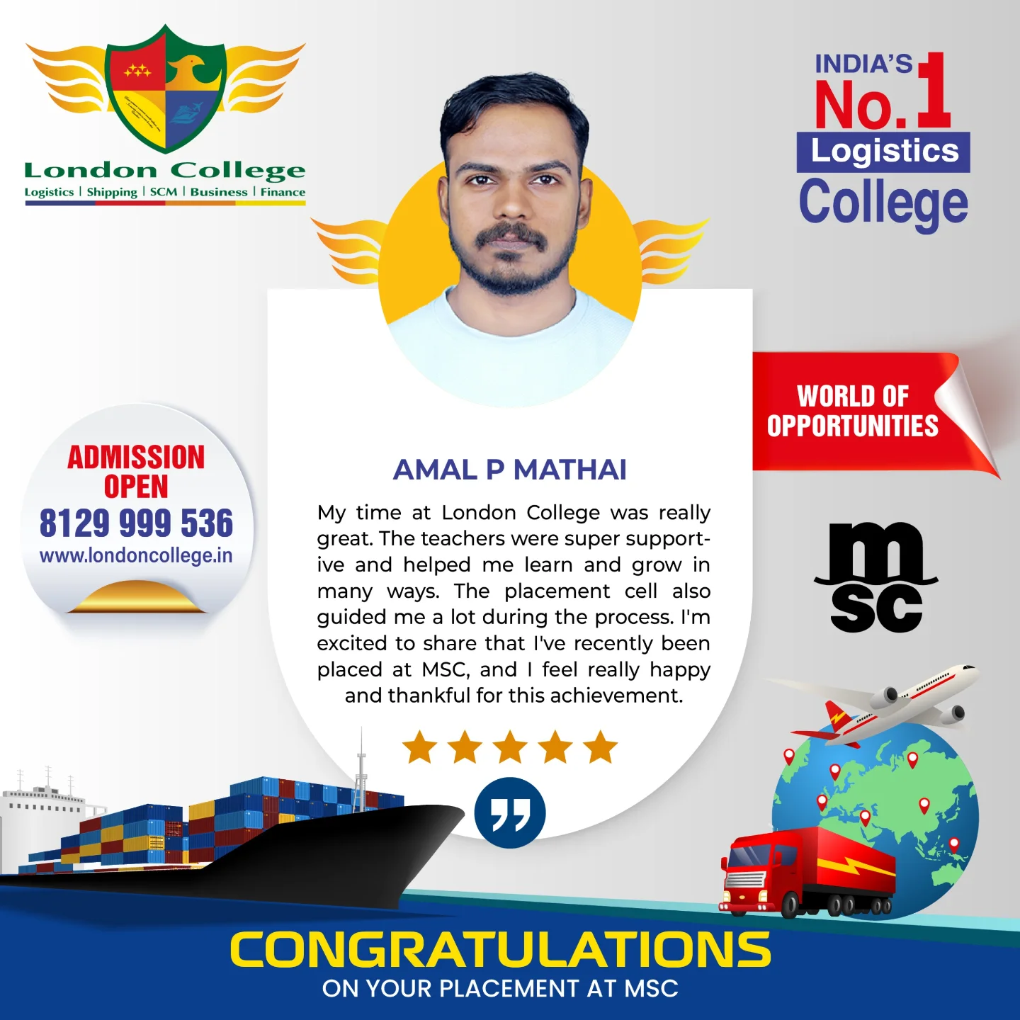 London College - 🌟 Congratulations to Amal P Mathai on his... | Facebook
