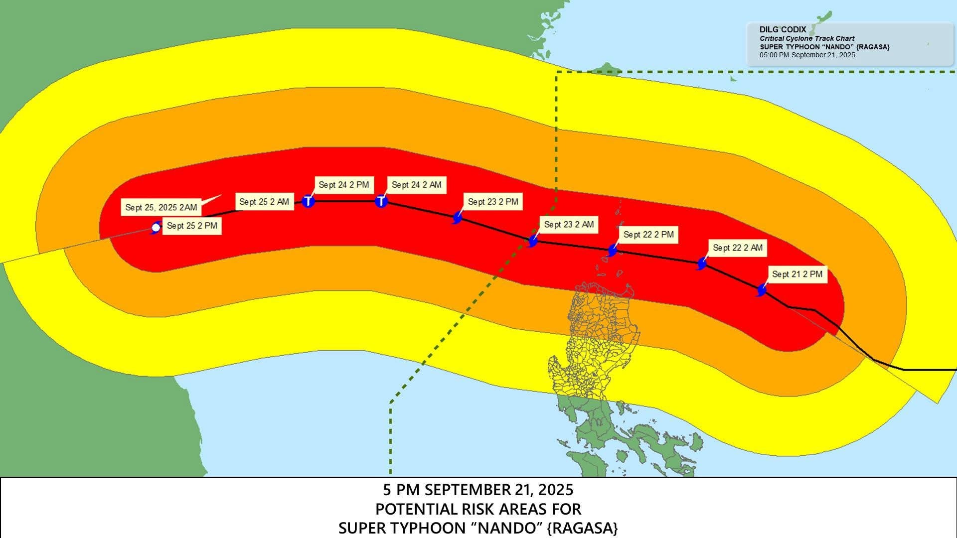 Critical Cyclone Track Chart Super Typhoon #NandoPH Date: 21 September ...