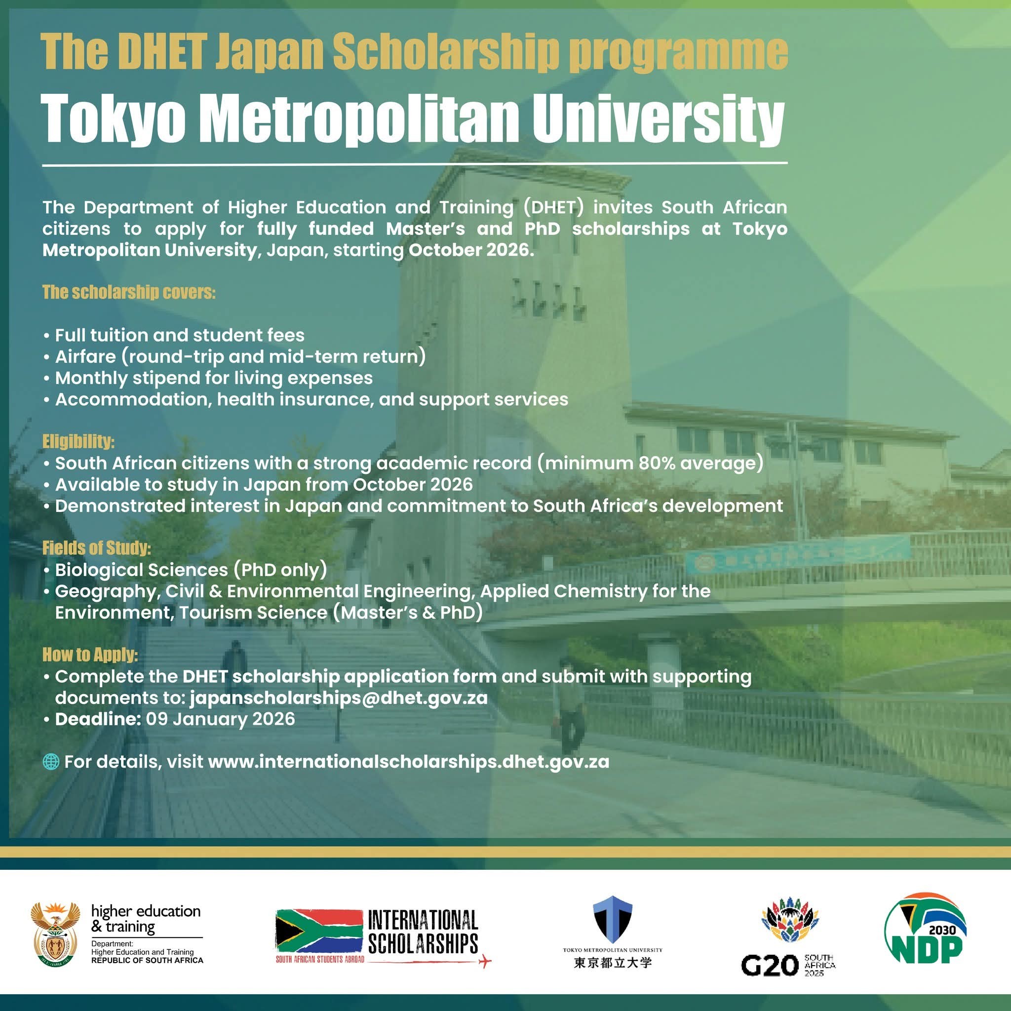 DHET - DHET Japan Scholarship Programme at Tokyo Metropolitan ...
