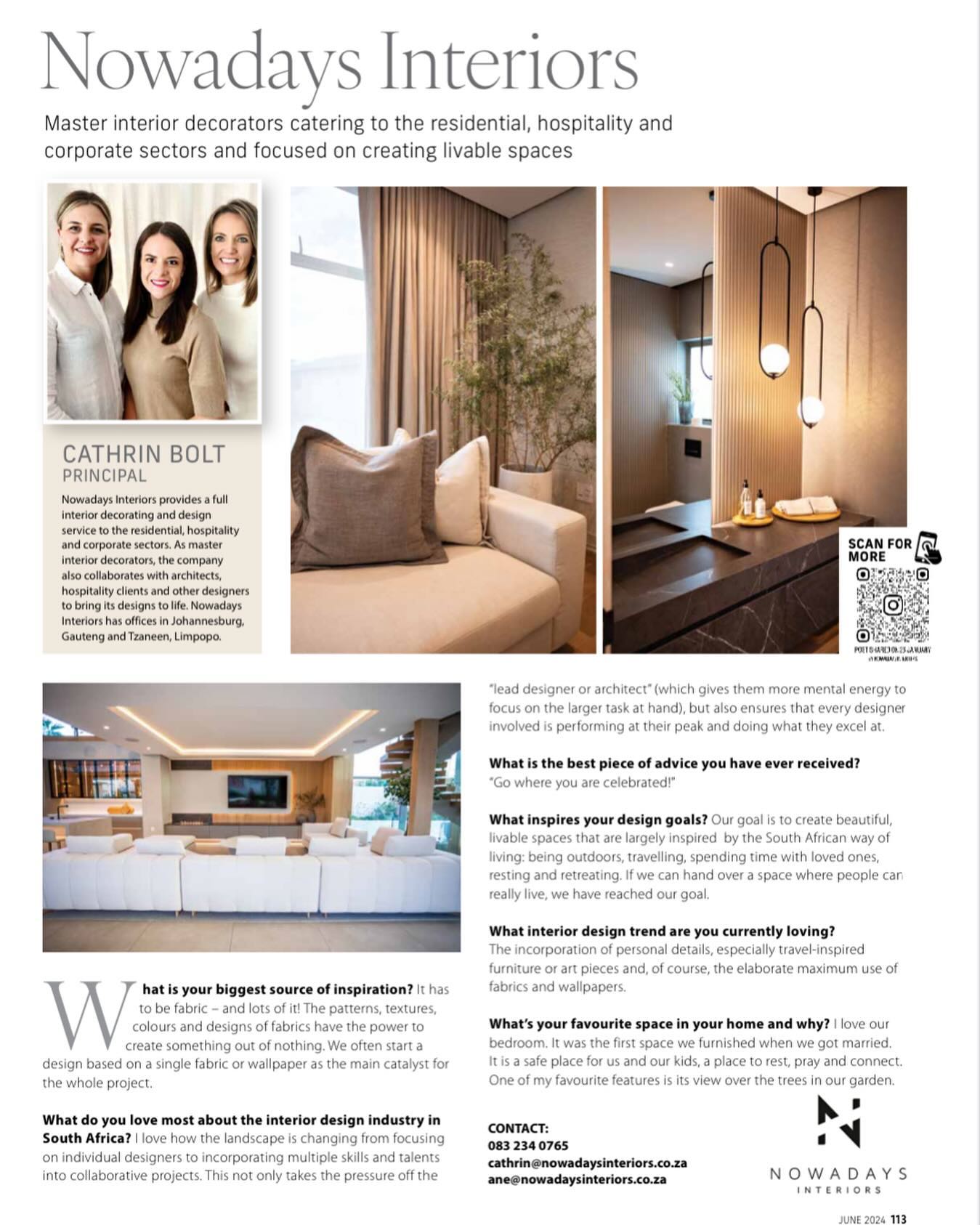 Nowadays Interiors - This months issue of @sahomeowner 🤍 featuring SA’s ...