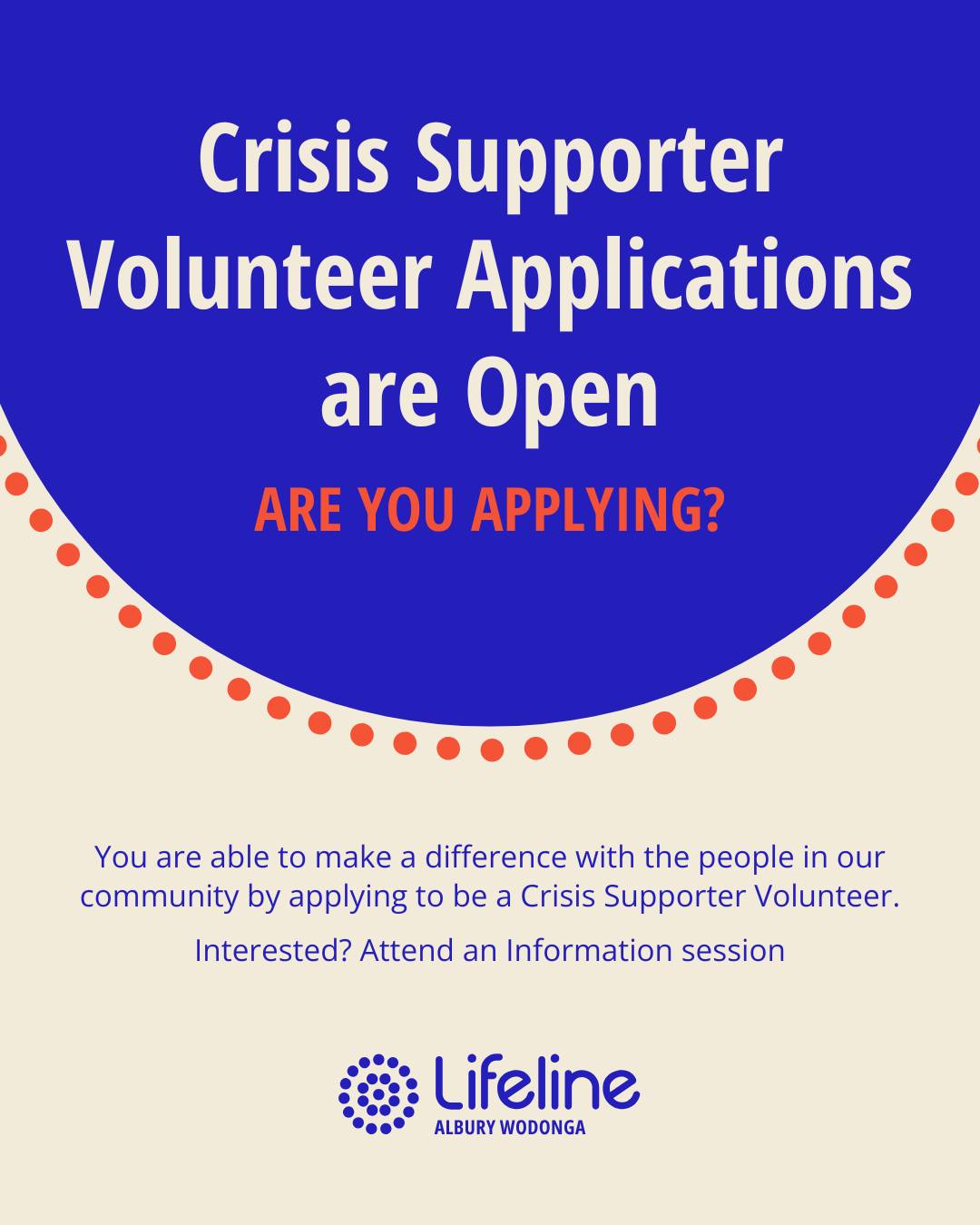 Lifeline - Make 2026 the year you make a difference. Applications to be ...