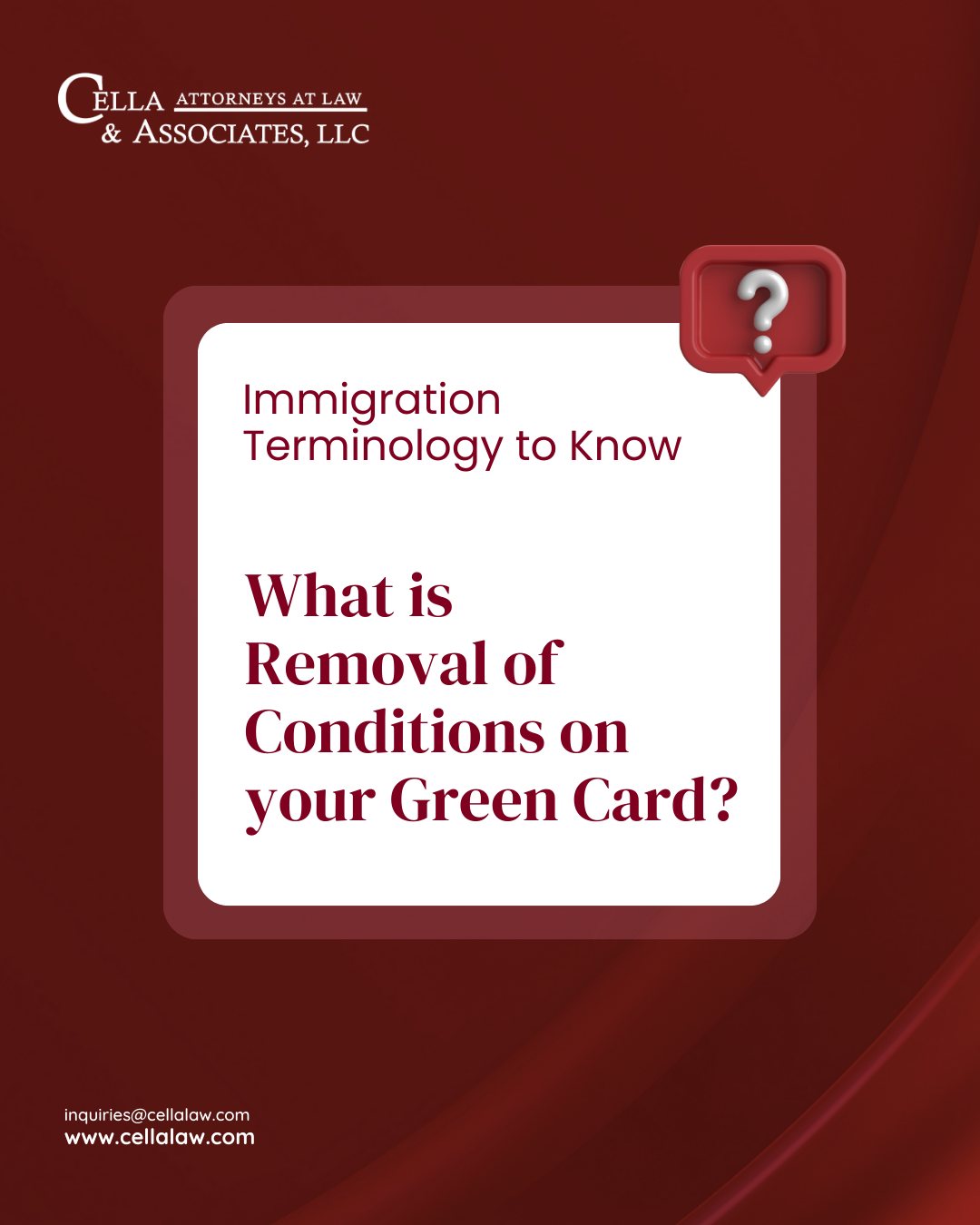 Cella - If you have a 2-year conditional green card, it’s not permanent ...