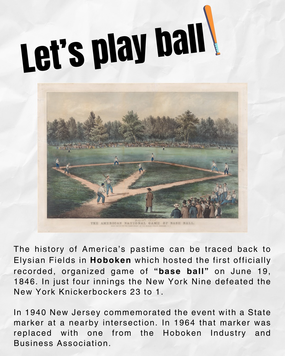 New - Missing History: America's first game of modern baseball The ...