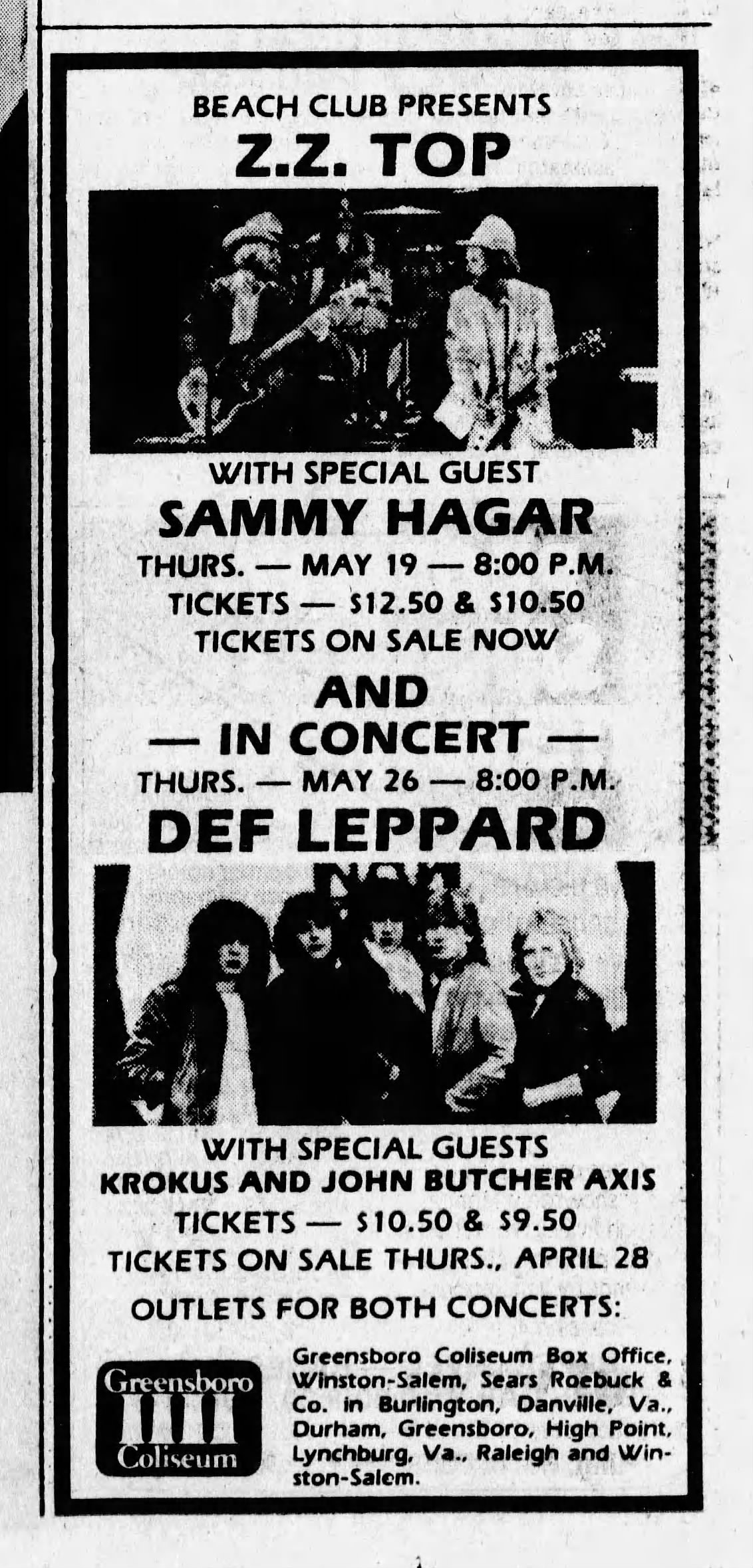 1983 ZZ Top Eliminator Tour Sammy Hagar VOA opening