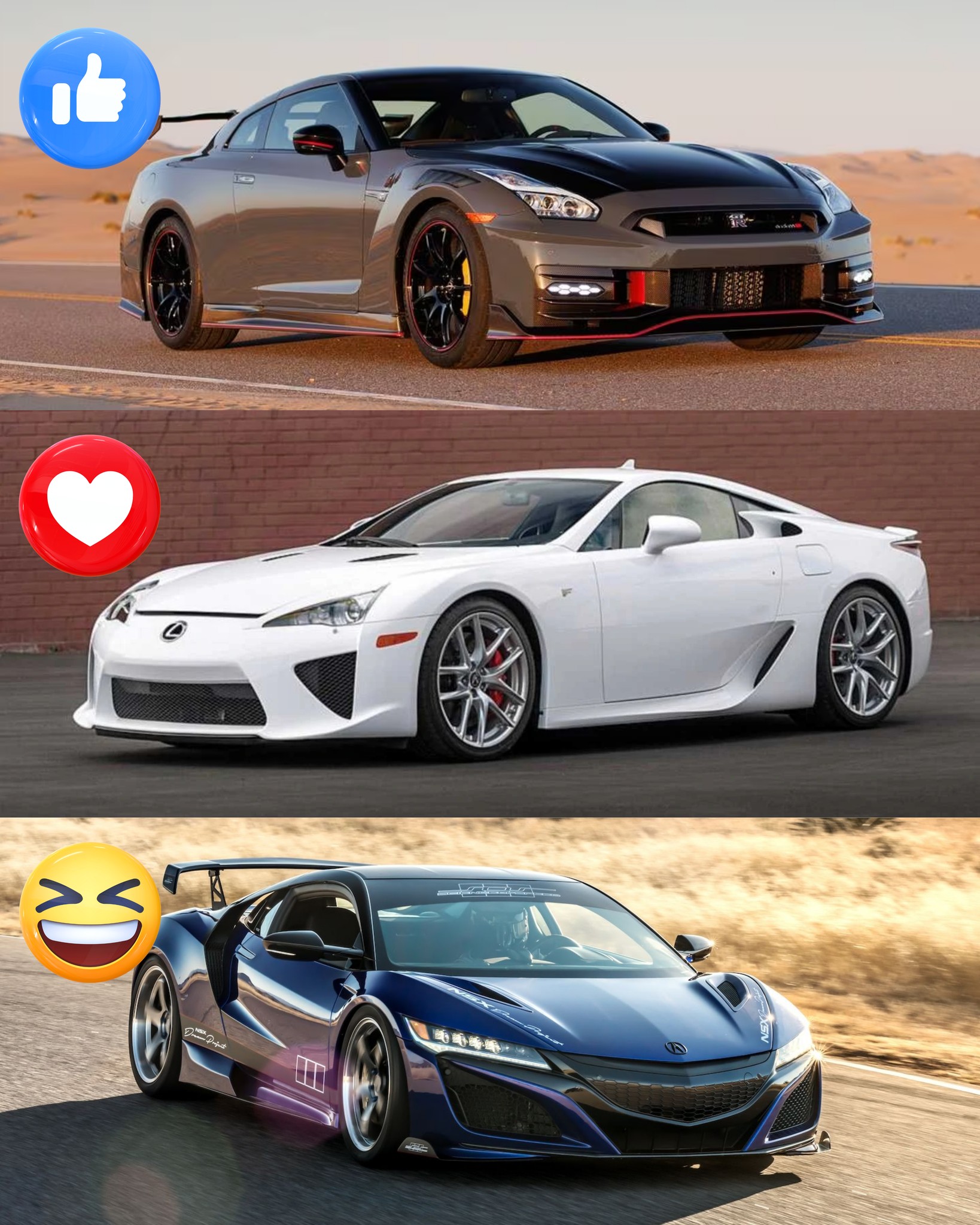 Lexus LFA vs Nissan GT-R Nismo vs Acura NSX