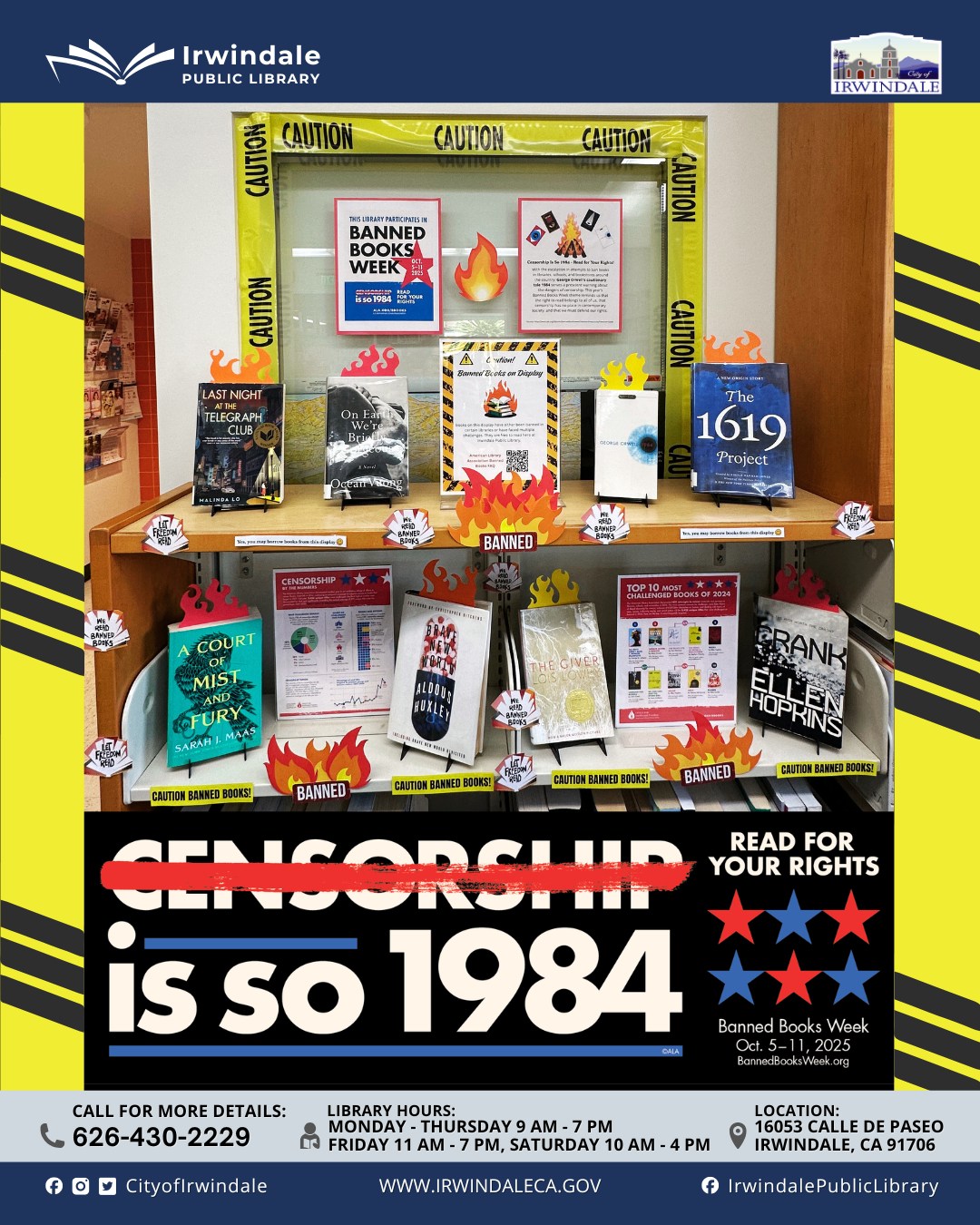 Irwindale - 🚨𝐁𝐀𝐍𝐍𝐄𝐃 𝐁𝐎𝐎𝐊𝐒 𝗪𝐄𝐄𝐊🚨 Celebrate your #FreedomToRead and visit ...