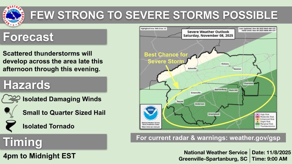 US - [9:00AM 11/8] Scattered showers and thunderstorms will develop ...