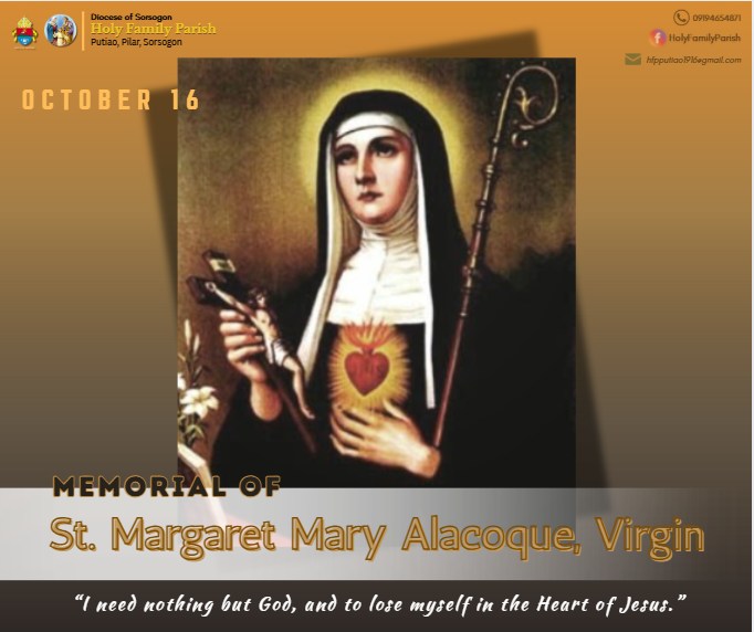 Holy - October 16 | Feast of Saint Margaret Mary Alacoque A French ...
