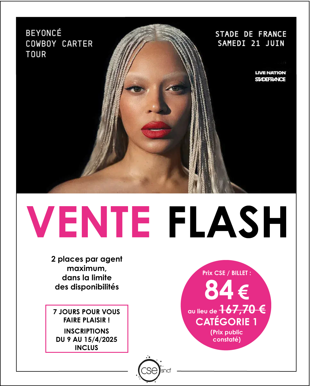 CSE SNCF - ⚡️𝗩𝗘𝗡𝗧𝗘 𝗙𝗟𝗔𝗦𝗛 ⚡️ 💥🥳 𝗕𝗘𝗬𝗢𝗡𝗖𝗘́ 𝗘𝗡 𝗖𝗢𝗡𝗖𝗘𝗥𝗧 𝗔𝗨... | Facebook