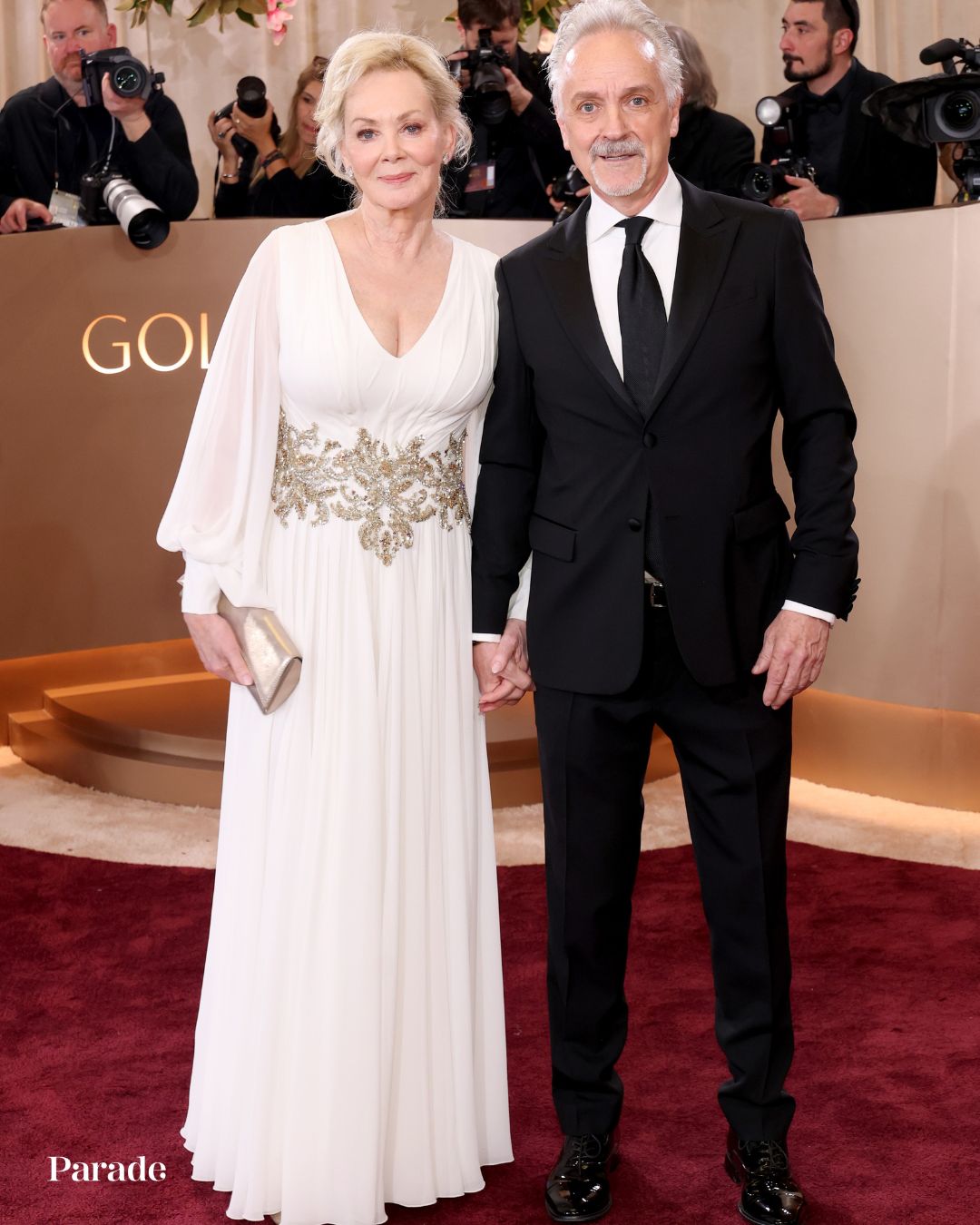 jean smart golden globes 2025 dress wins Best Actress in a TV Musical or Comedy at the 2026 for her role in #Hacks! cake smash girl
