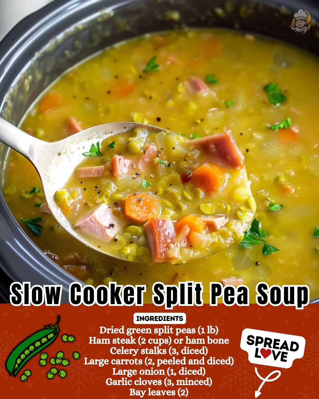 Quick - Slow Cooker Split Pea Soup 🍲 Ingredients: • 1 lb dried green ...