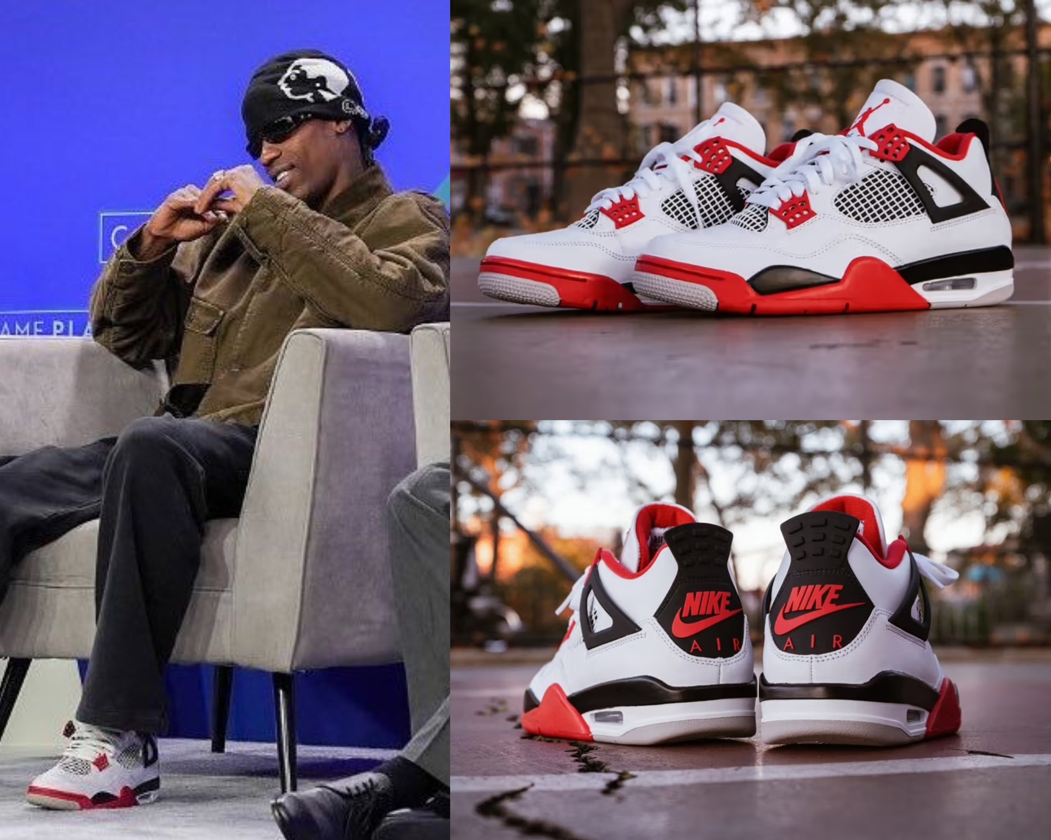 Travis Scott wearing the Air Jordan 4 Retro 