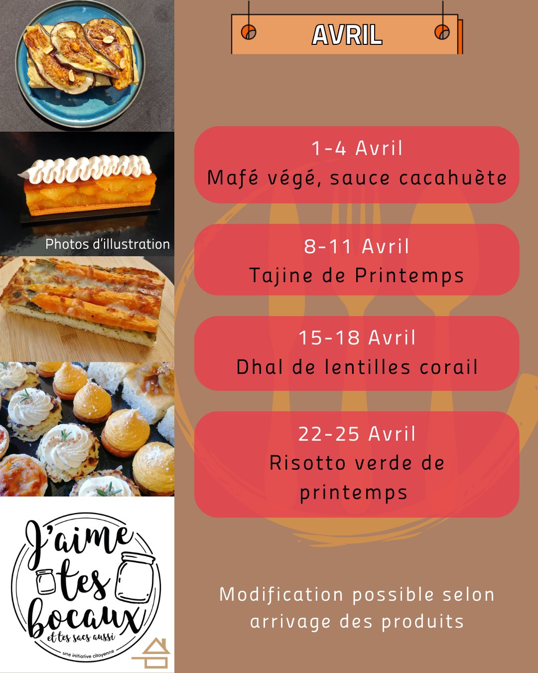 Infinithé - 🍽️ MENU DU MOIS - AVRIL Le concept : un plat cuisiné chaque ...