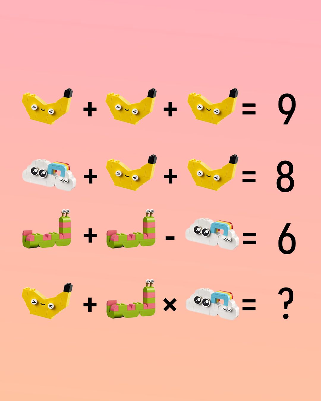 LEGO - Don't go bananas trying to solve our math puzzle.... | Facebook