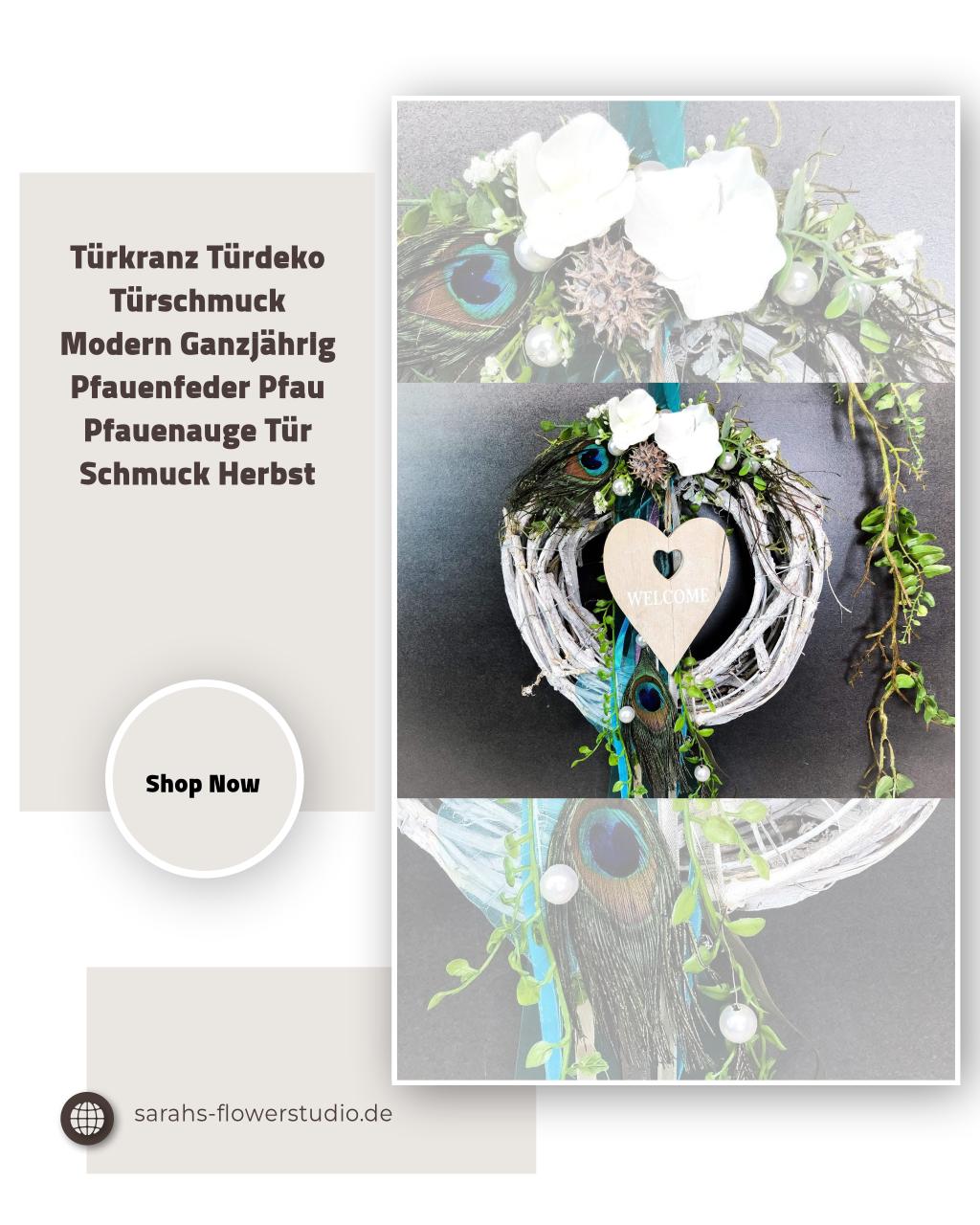 Unschlagbares Angebot! Türkranz Türdeko Türschmuck Modern Ganzjährig Pfauenfeder Pfau Pfauenauge Tür Schmuck Herbst, jetzt zum unglaublichen Preis von €34.99! Jetzt zugreifen! https://www.sarahs-flowerstudio.de/products/turkranz-turdeko-turschmuck