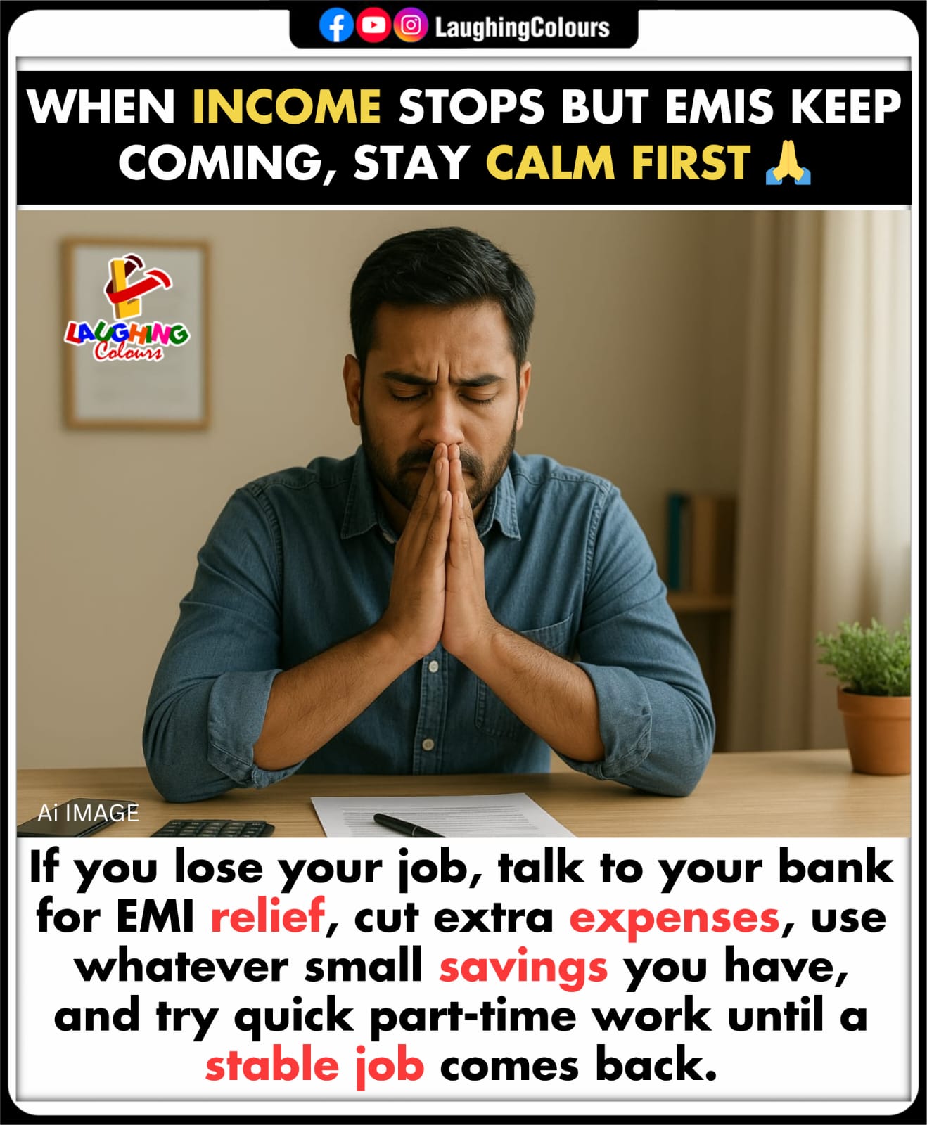 Laughing - When income suddenly stops 🙏 #FinanceTips #MoneyManagement # ...