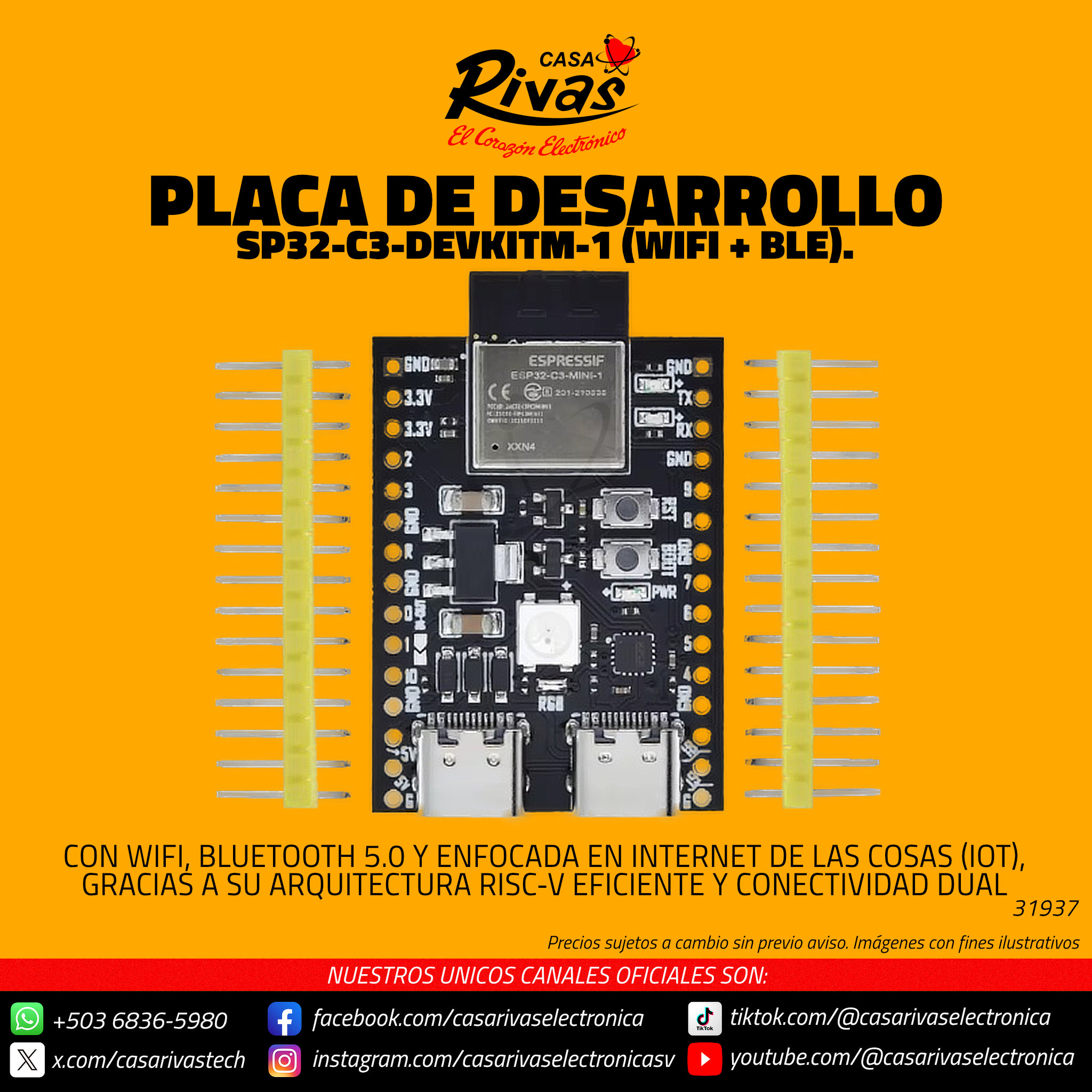 Casa - Placa de desarrollo ESP32-C3-DevkitM-1 Wifi+bluetooth 5.0 ...