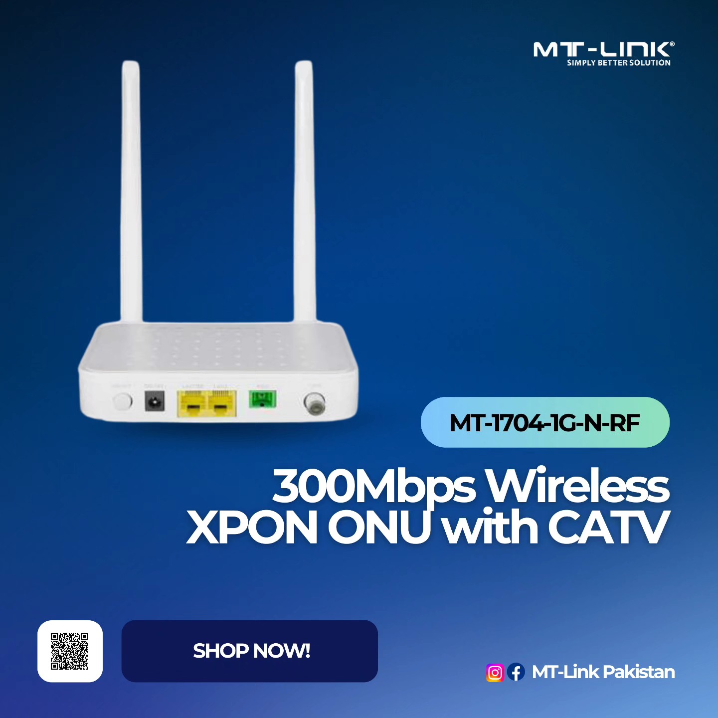 MT-Link Pakistan - MT-Link 300Mbps Wireless XPON ONU 1GE+CATV Ports 2 ...