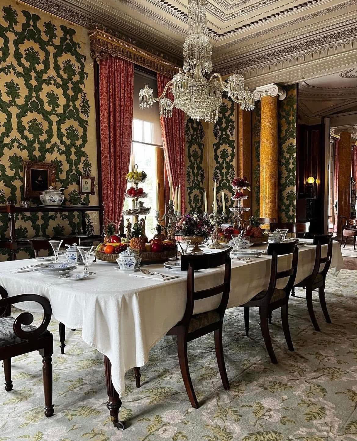 Great - The dining room at Arlington Court in North Devon, decorated in ...