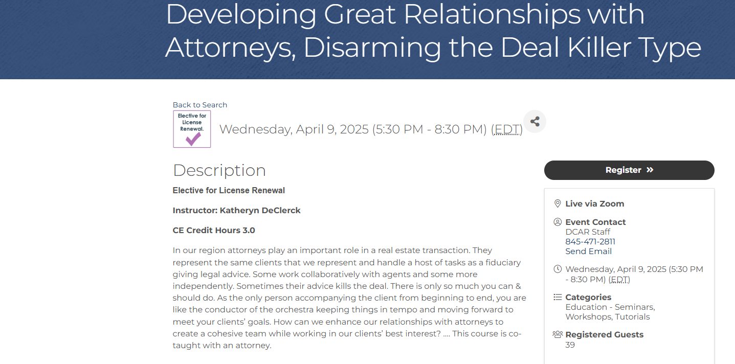 Dutchess County Association of REALTORS Real Estate School ...