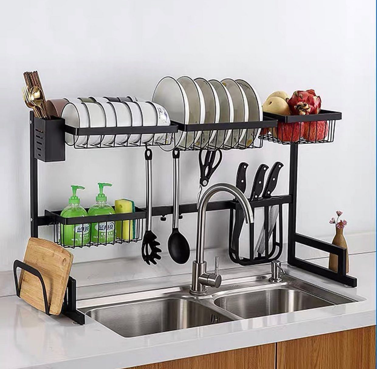 BFF Decors - Black Double Sink Overhead Dish Rack now...