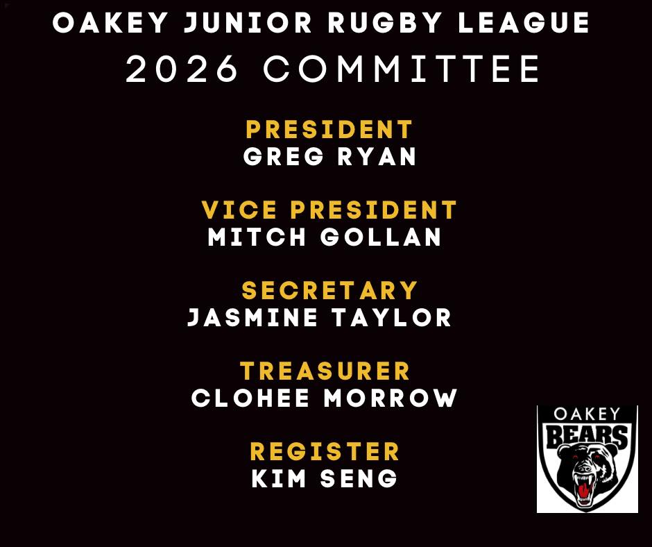 🐻 Meet our 2026 Committee! 🐻... - Oakey Junior Rugby League | Facebook