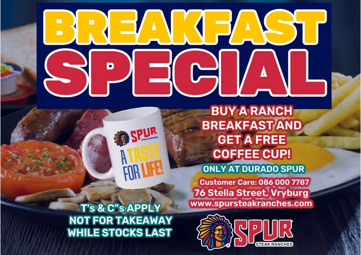 🍳 BREKKIE PROMO AT DURADO SPUR 🍳... - Durado Spur Steak Ranch | Facebook