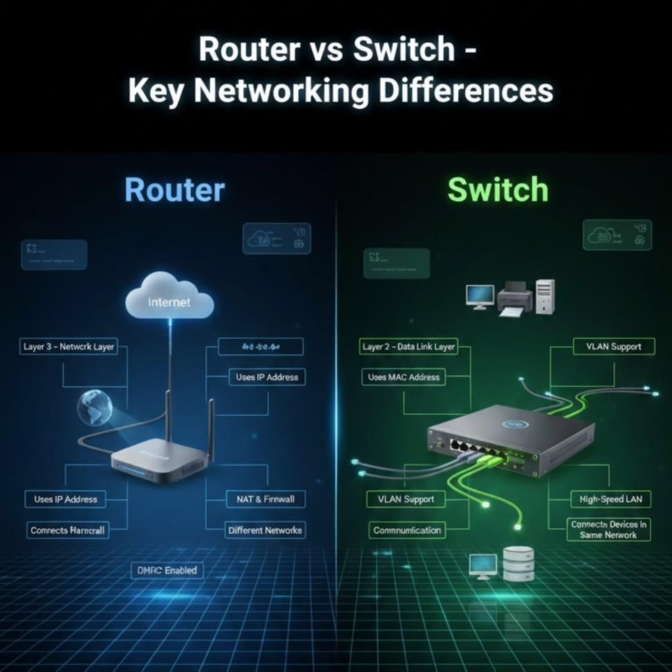 Computer - 🌐 Router vs Switch – Understanding the Core Difference In ...