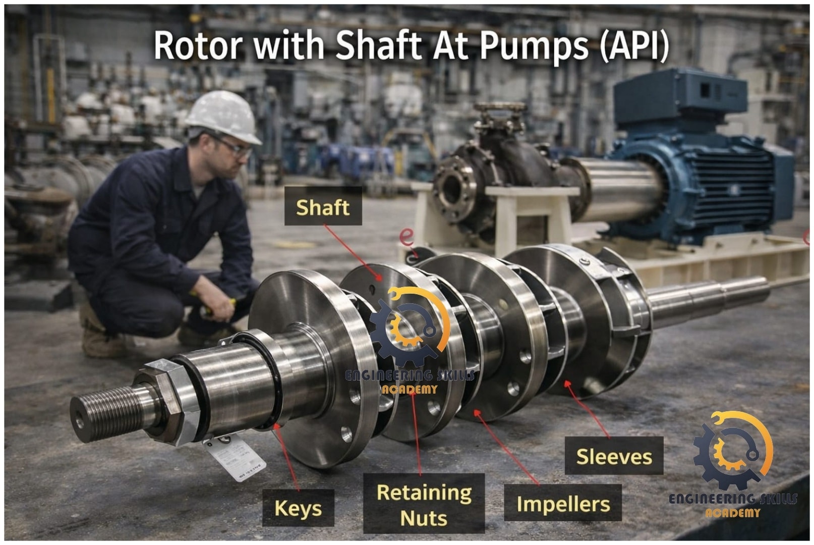 Engineering - 💥( Rotor with Shaft – The Heart of Pump Rotation )! 🔹 في ...