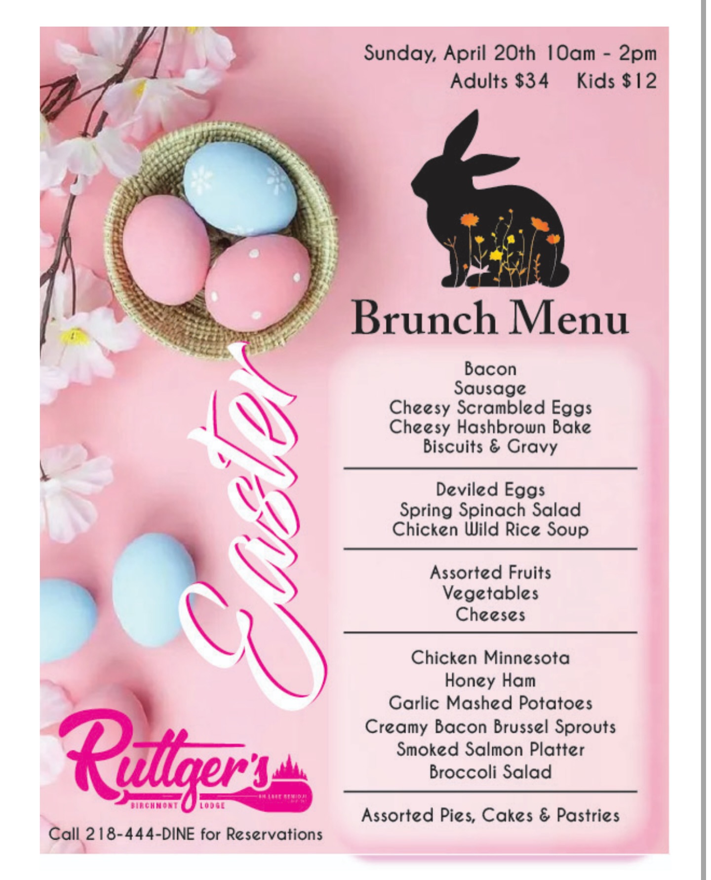 Ruttger's - Join us for Easter Brunch! 🌷 Call 218-444-DINE to reserve ...